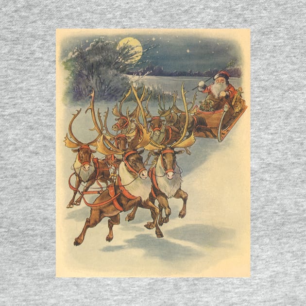 Victorian Christmas Santa Claus with Reindeer by MasterpieceCafe